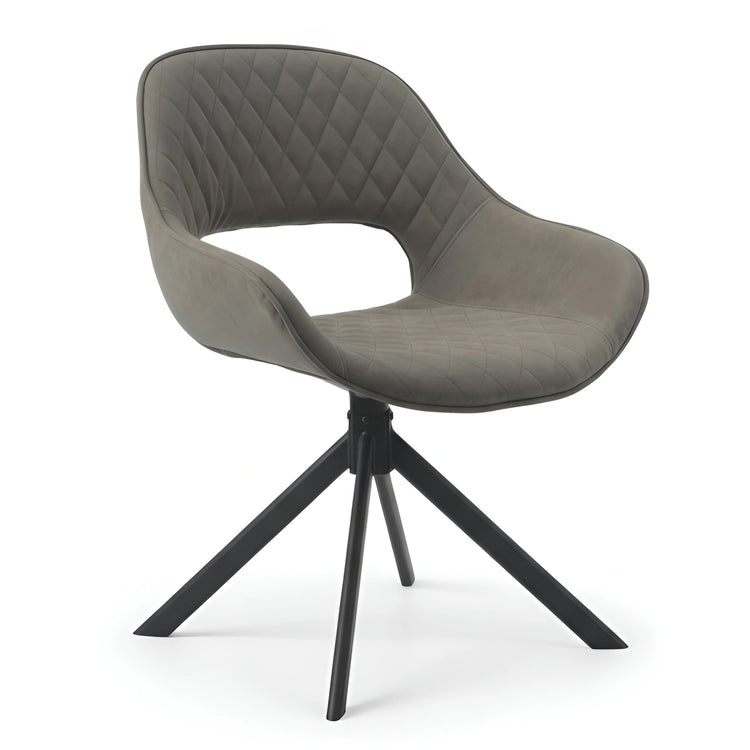 Angled view of a brown quilted dining chair with diamond stitching UT-C4202