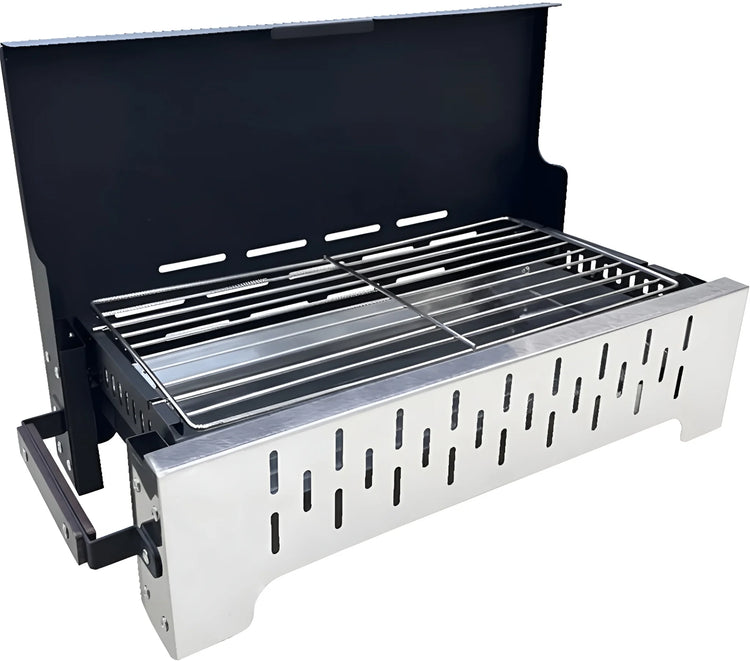 Portable Stainless Steel Charcoal BBQ Grill | Tabletop Camping Cooker | 2112