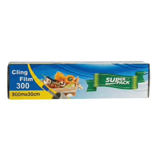 Super Pack cling film roll packaging on a white background