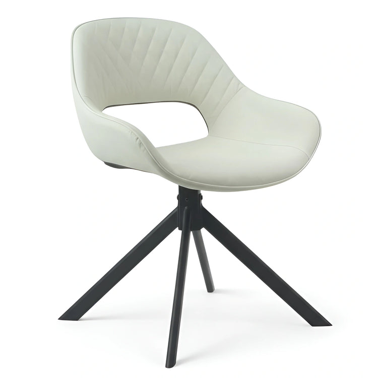 Angled view of a modern cream dining chair with diamond stitching UT-C4202