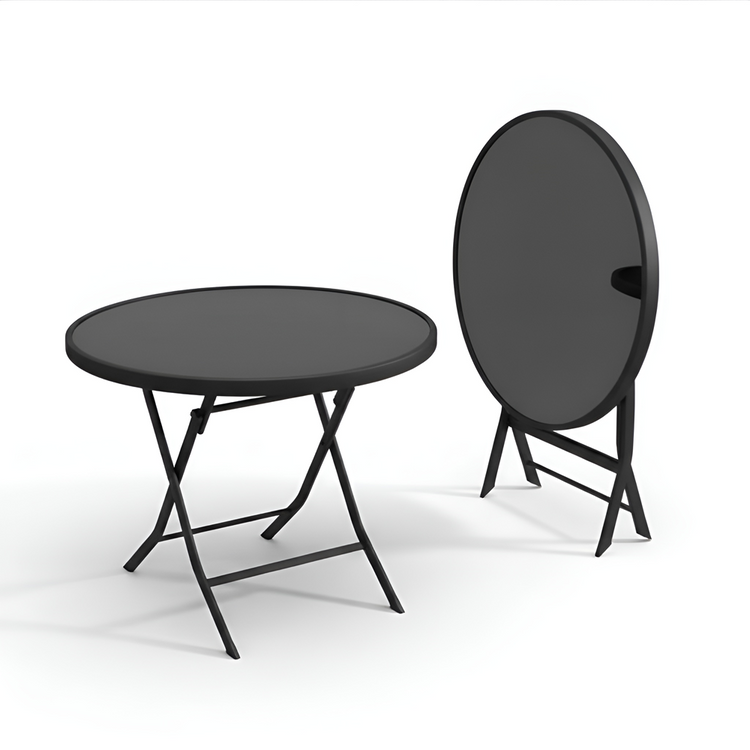 70cm Round Folding Table | Matte Black Bistro Outdoor Table