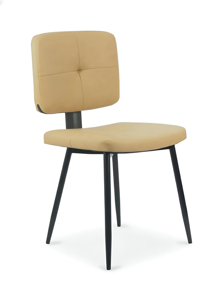 Beige chair with black legs on a white background