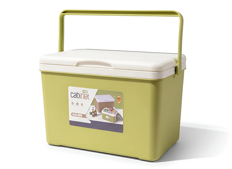 A green 7-litre and a green 7-litre plastic cooler bin with insulated white lids and carry handles 549