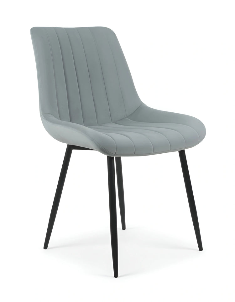 Side profile of a modern gray dining chair showing its ergonomic shape UT-C7050