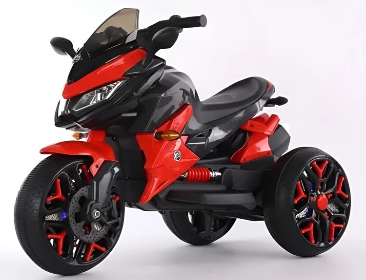 Red Kids' Electric Ride-On Trike (5188 8008) with a 12V battery and built-in music.