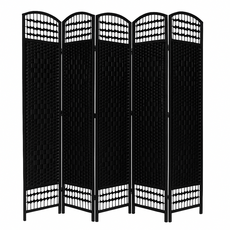 5 Panel Wall Room Divider Black