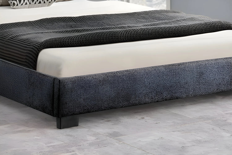 Silver chenille single bed frame with tufted an upholstered, button-tufted headboard (4022-3)