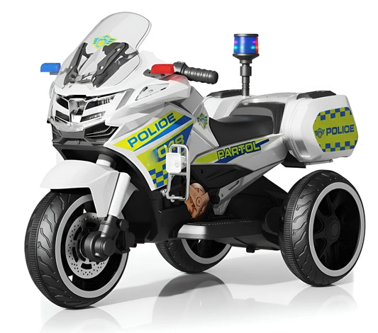 Electric 3-Wheel 6V Ride On Police Motorcycle for Kids | Trike | NT-5188