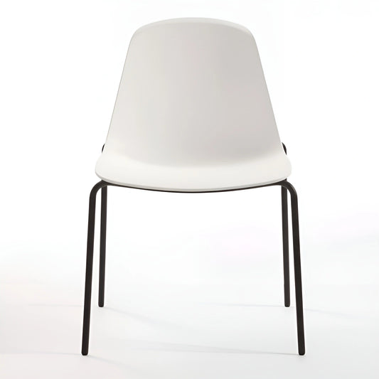 White dining chair on a white background