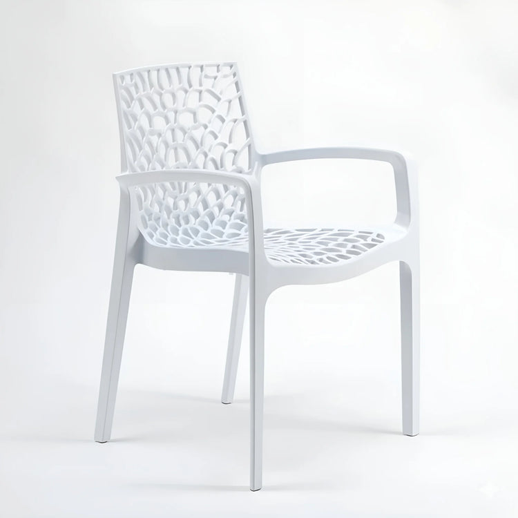 White chair with a modern design on a white background