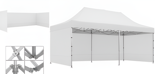 Gazebo Aluminum Hex40 3m x 6m with 3 Sidewalls