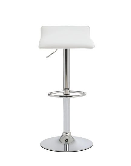 White PU Leather Backless Adjustable Bar Stool UT-C618 with Polished Chrome Base in a kitchen setting.