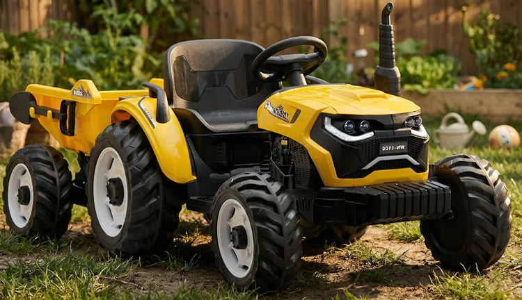 Tractor 12V Electric Ride-On for Kids | Trailer & Dual Motor | BBL-MB0068 A