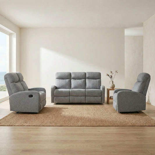 Aura 3+2+1 Recliner Lounge Suites | PU Leather & Fabric