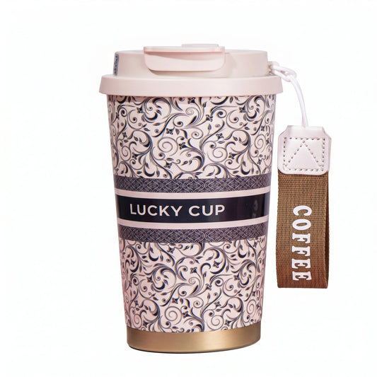 520ml insulated stainless steel ceramic lined coffee cup BC-0387-C floral pink floral designs