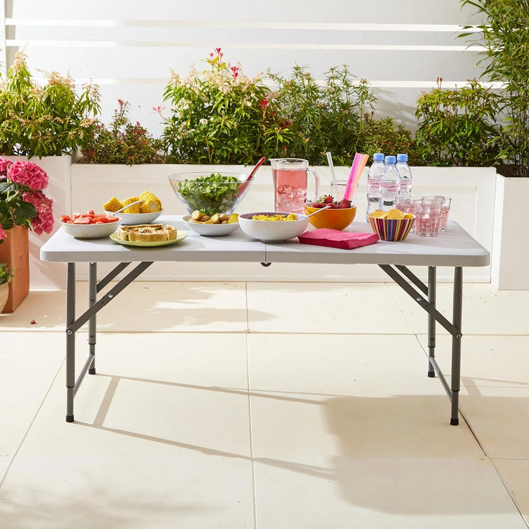 4ft 1.2m Plastic Folding Table, Indoor Outdoor Portable Handle Picnic folding table