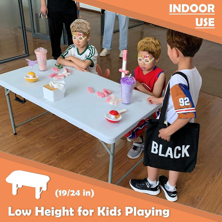 4ft 1.2m Plastic Folding Table, Indoor Outdoor Portable Handle Picnic folding table