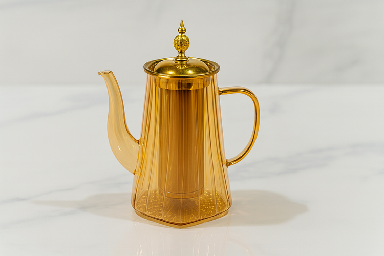 Glass Tea Kettle 1200ml Gold DD17016