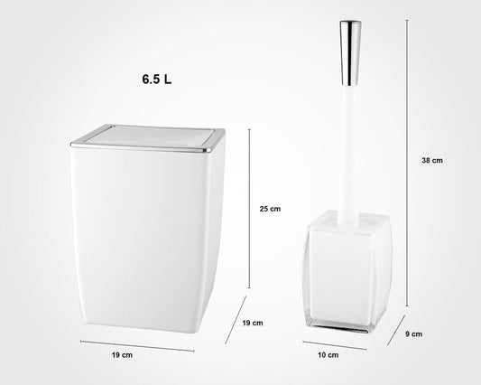 White & Silver Square Bathroom 6pc Set 180800