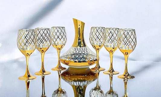 Glass Wine Decanter and Cup 7pc