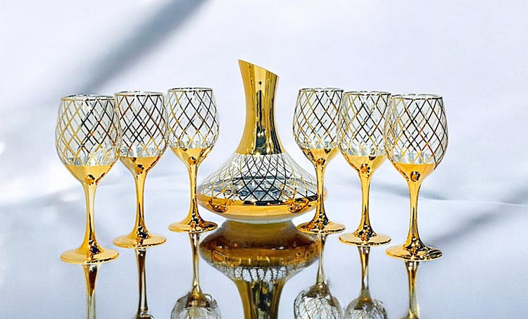 Glass Wine Decanter and Cup 7pc