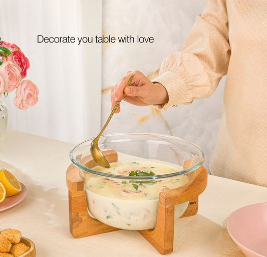 Serving Bowl With Wooden Stand - 2L 225500