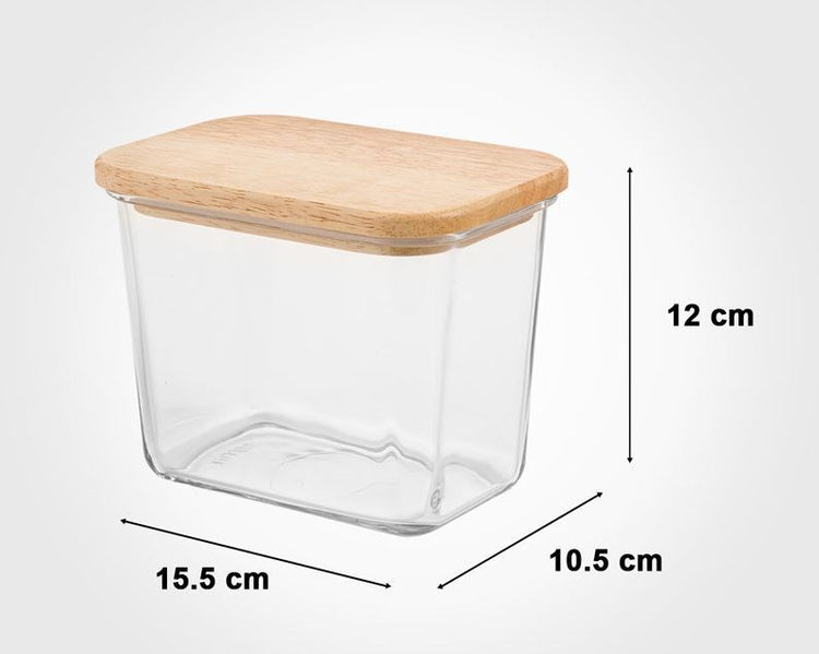 Glass Container Wooden Lid 920mL 218859