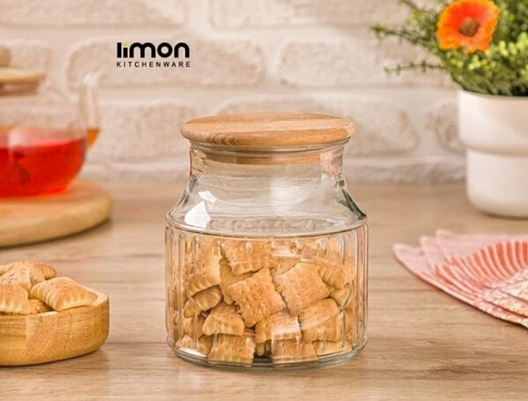 Glass Jar With Wooden Lid 800ml 226359