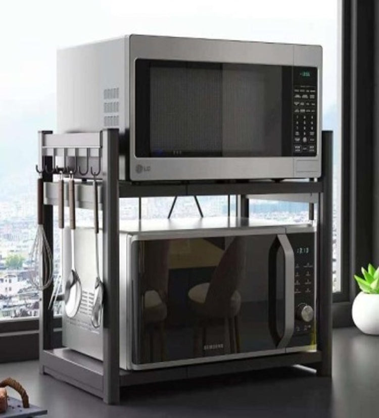 Microwave Rack 2 Tier Stand Black