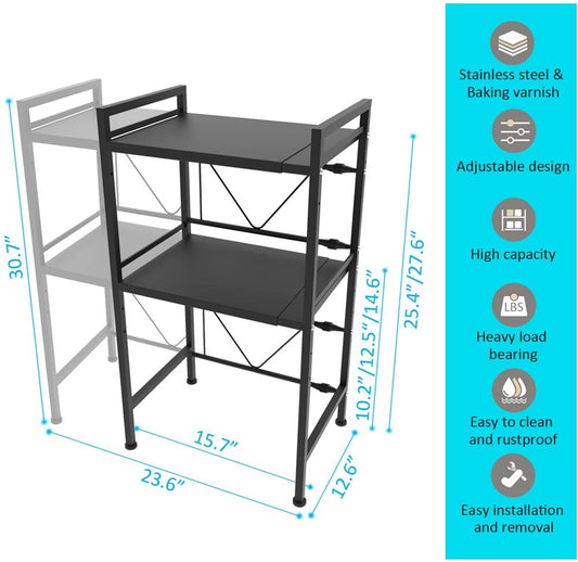 Microwave Rack Stand 3 Tier Black