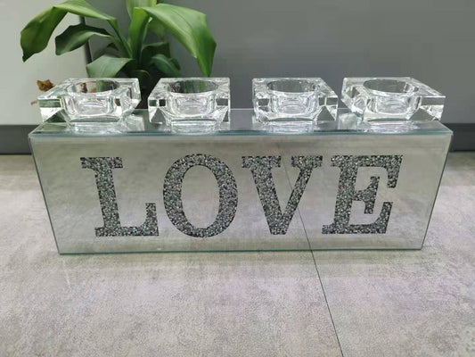 Love candle holder Crushed Crystal yr018