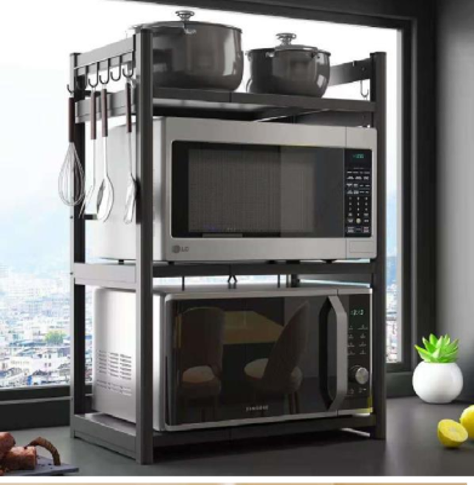 Microwave Rack Stand 3 Tier Black