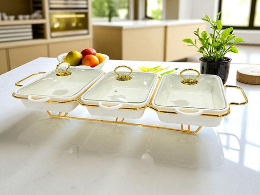 Gold Ceramic Chafing Dish 3pc YS19022-157
