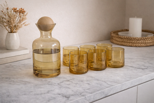 Gold Glass Bucket & Cups 8pc 7039