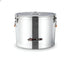 Frontal view of an 80-liter stainless steel cooler bin with a secure lid and carry handles YS19022