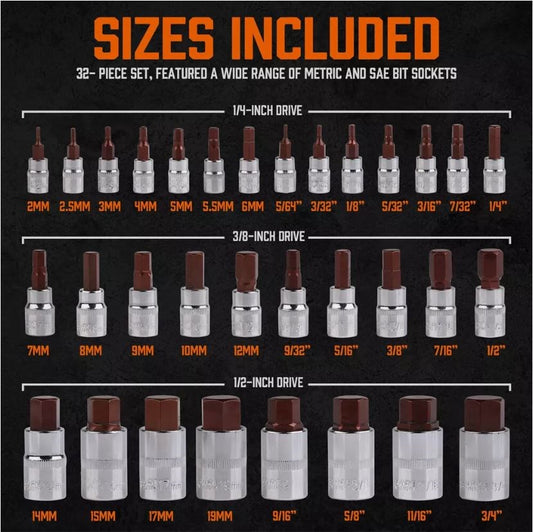 32pc Hex Bit Socket Set 87010