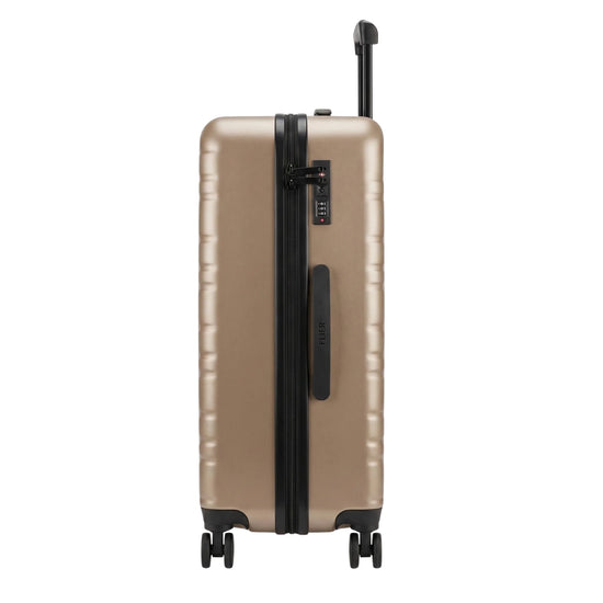 FLIEGER 8844 3pc hard shell suitcase set in black, navy, champagne, and grey featuring 360 degree mobility and lightweight spinner design.