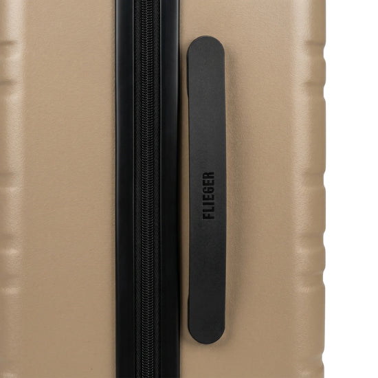 FLIEGER 8844 3pc hard shell suitcase set in black, navy, champagne, and grey featuring 360 degree mobility and lightweight spinner design.
