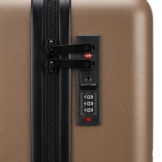 FLIEGER 8844 3pc hard shell suitcase set in black, navy, champagne, and grey featuring 360 degree mobility and lightweight spinner design.