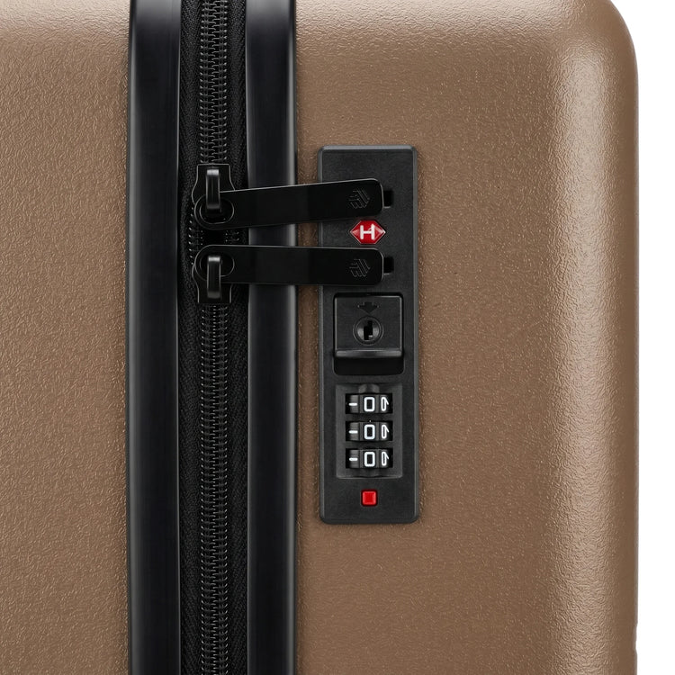 FLIEGER 8844 3pc hard shell suitcase set in black, navy, champagne, and grey featuring 360 degree mobility and lightweight spinner design.
