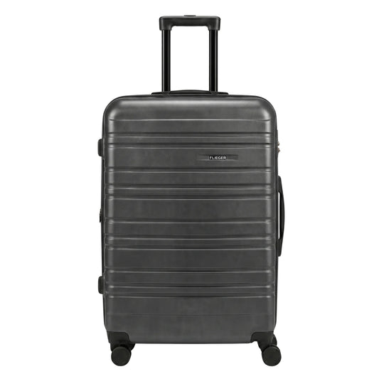 FLIEGER 8844 3pc hard shell suitcase set in black, navy, champagne, and grey featuring 360 degree mobility and lightweight spinner design.