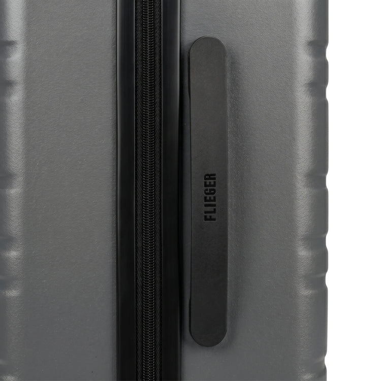 FLIEGER 8844 3pc hard shell suitcase set in black, navy, champagne, and grey featuring 360 degree mobility and lightweight spinner design.