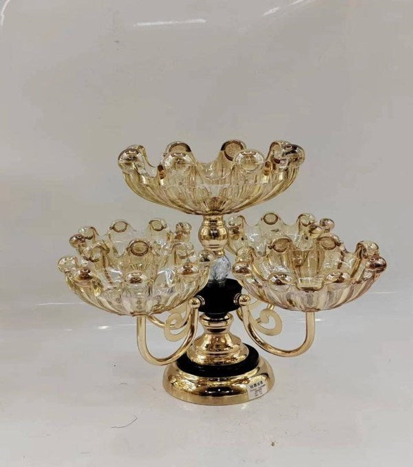 Fruit Stand Glass 5 Sections Gold AAA-1