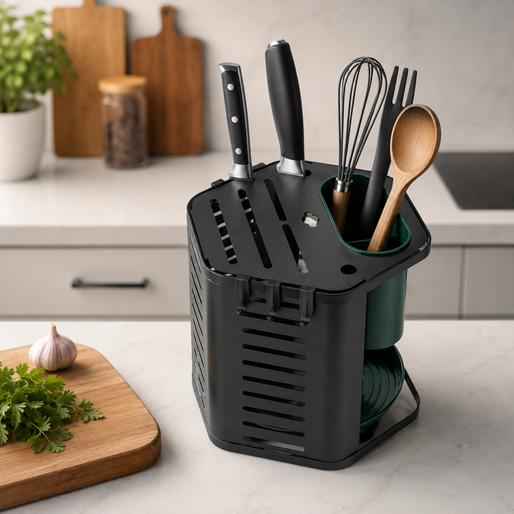 Rotatable Cutlery Holder Black AE-1677B