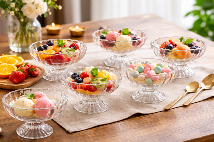 Glass Dessert Bowls 6pc BQL008-1