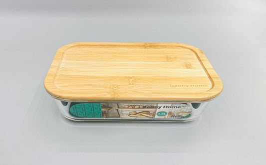 Glass Food Container with Wooden Lid 1500ml BXH001