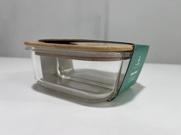 Glass Food Container with Wooden Lid 520ml