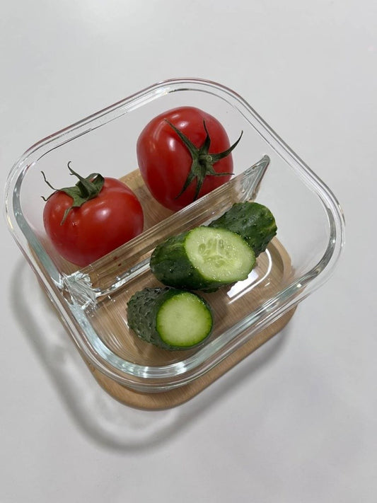 Glass Food Container with Wooden Lid 520ml