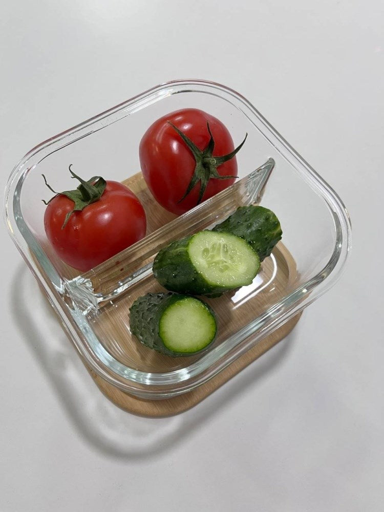 Glass Food Container with Wooden Lid 520ml