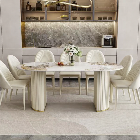 Twin Pillar Stone Oval Dining Set - BY-#708